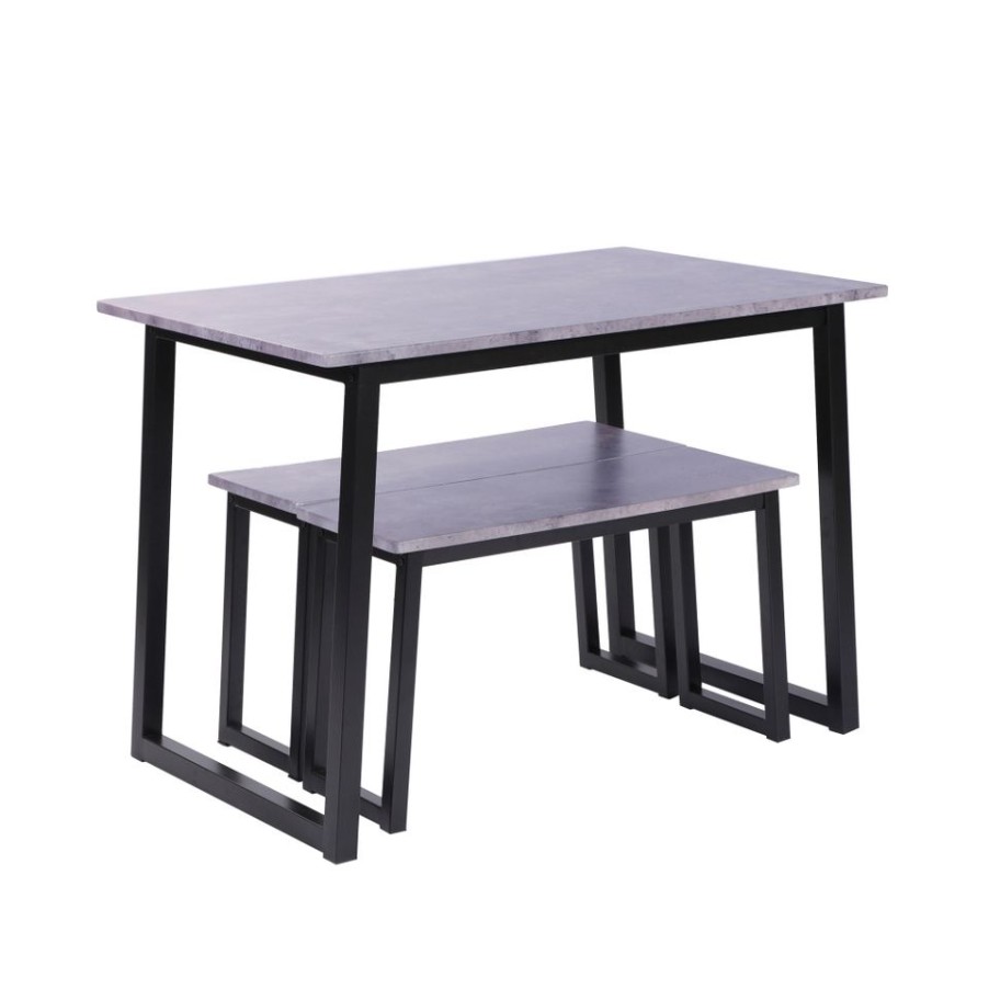 Homebase Dining Room Furniture | Drew Concrete Effect Dining Table And 2 Benches