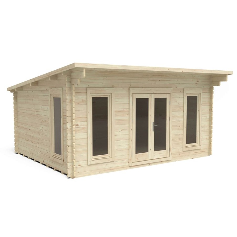 Homebase Garden Buildings | Forest Mendip 5.0M X 4.0M Log Cabin Double Glazed, 24Kg Polyester Felt, No Underlay - Installation Included