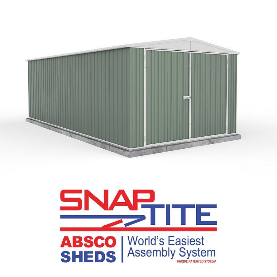 Homebase Garden Sheds | Absco 10X20Ft Utility Workshop Apex Metal Shed - Green