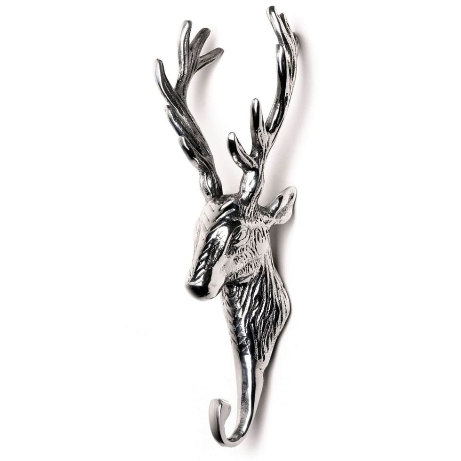 Homebase Hallway Furniture | Silver Finish Stag Head Coat Hook