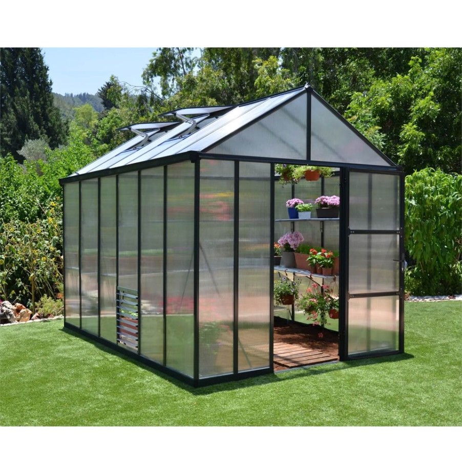 Homebase Greenhouses | Palram 8 X 12Ft Canopia Glory Greenhouse - Grey