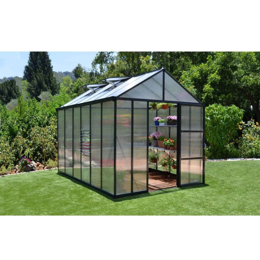 Homebase Greenhouses | Palram 8 X 12Ft Canopia Glory Greenhouse - Grey