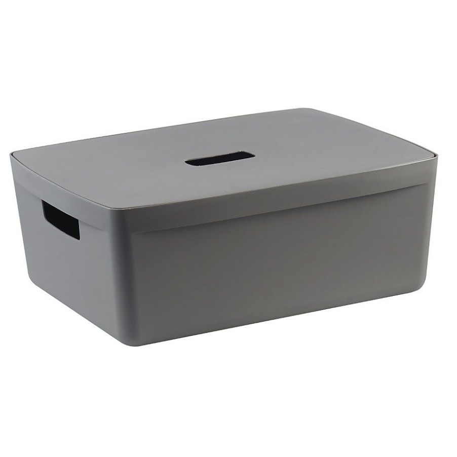 Homebase Storage Containers | Inabox Home Storage Box & Lid - 19L - Grey