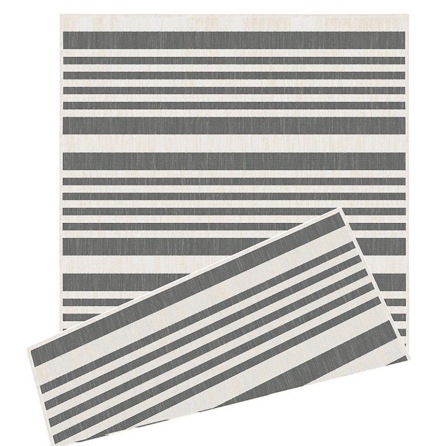 Homebase Rugs | Duo Weave Indoor/Outdoor Rug - Stripes Grey - 120X170Cm