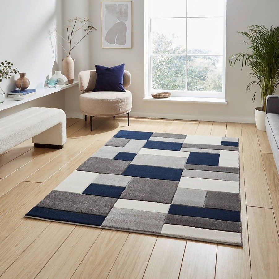 Homebase Rugs | Chicago Square Rug - Navy - 120X170Cm