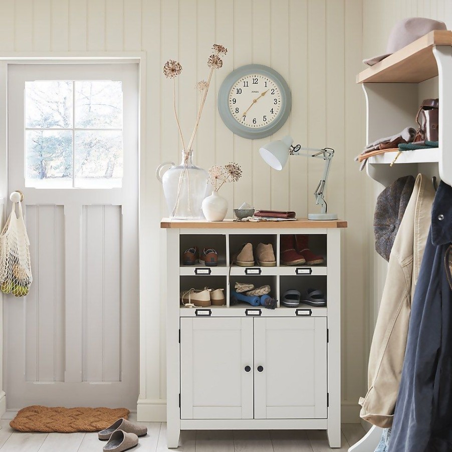 Homebase Hallway Furniture | Ashstead Shoe Cupboard - Oak & Ivory