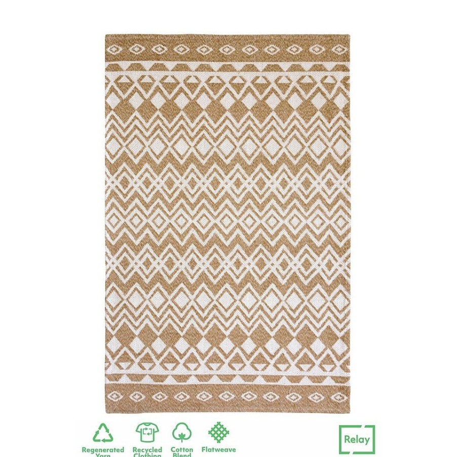 Homebase Rugs | Recycled Cotton Tribal Rug - Ochre - 100X150Cm