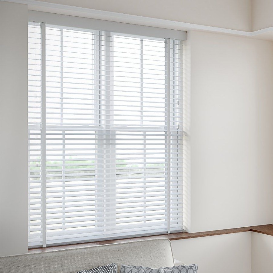 Homebase Storage & Home Deals | White 50Mm Faux Wood Venetian Blind - 60X160Cm