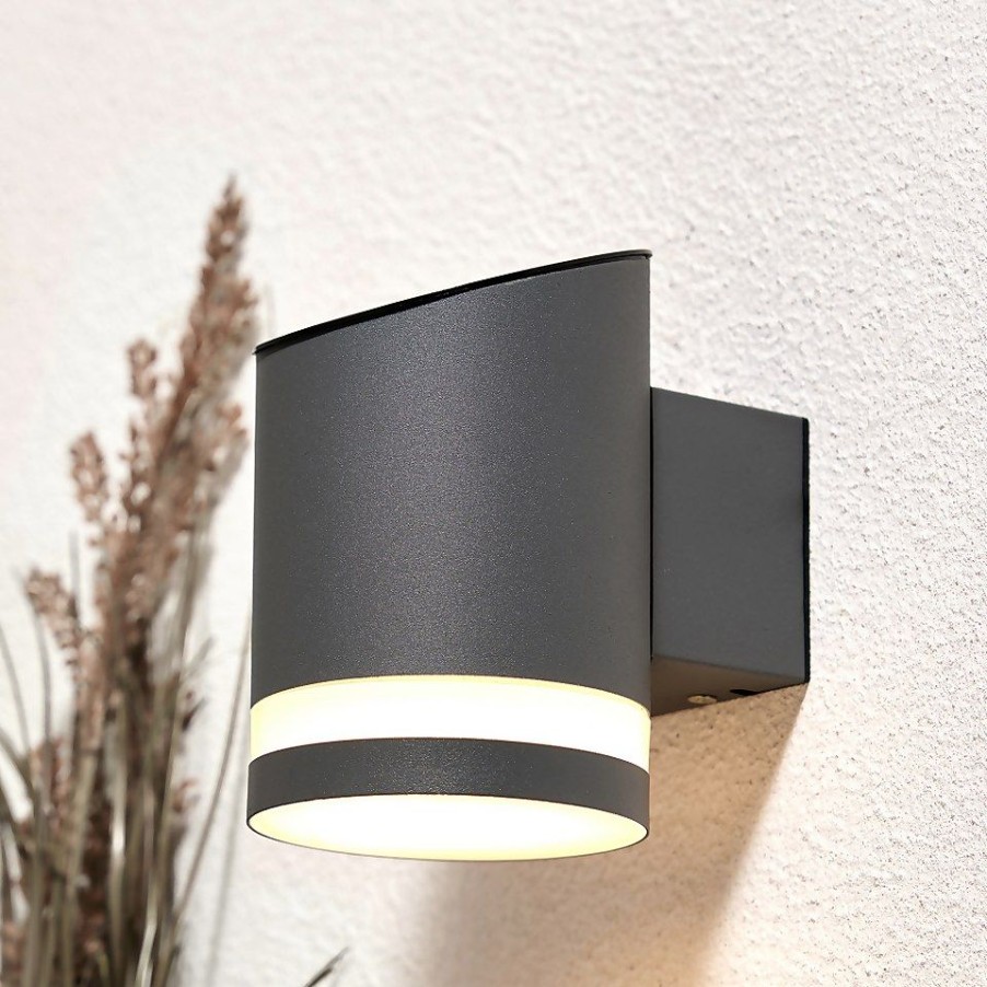 Homebase Solar Garden Lights | Coniston Led Down Solar Wall Light - Anthracite