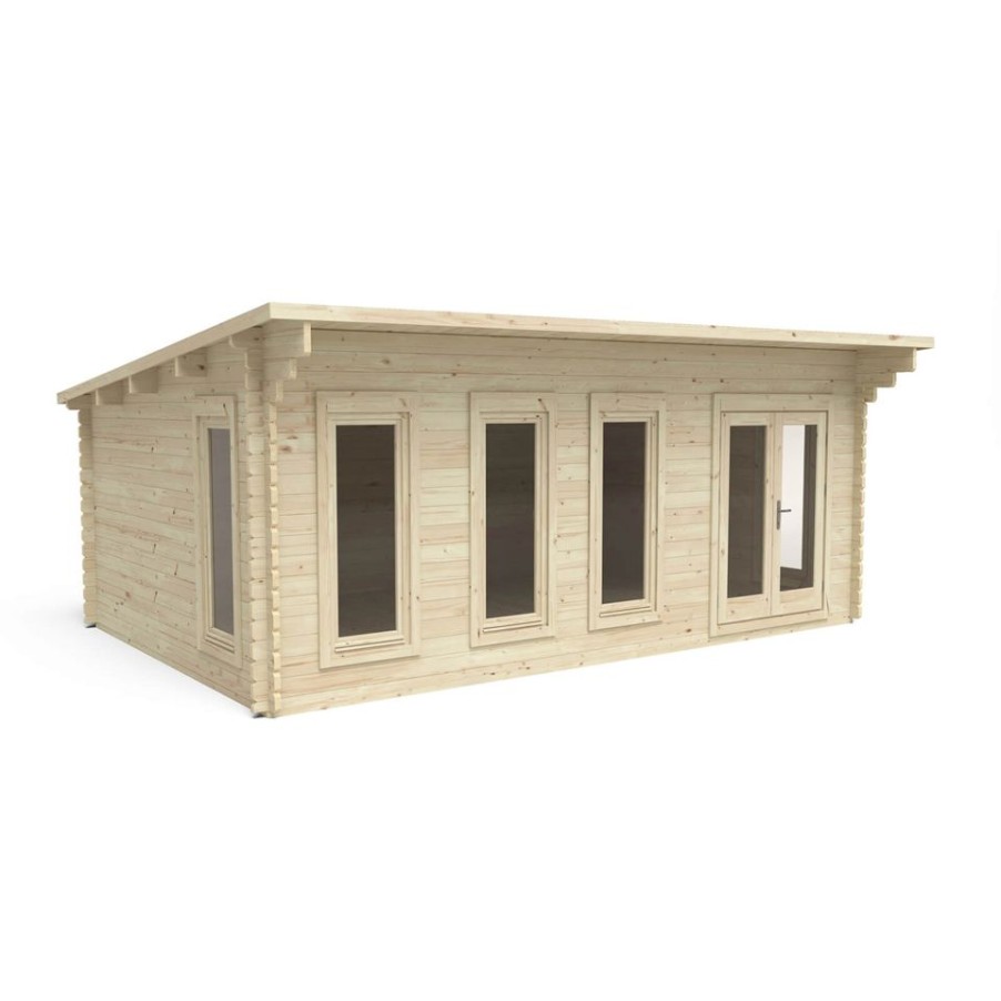 Homebase Garden Buildings | Forest Wolverley 6.0M X 4.0M Log Cabin Double Glazed 24Kg Polyester Felt, Plus Underlay - Installation Included