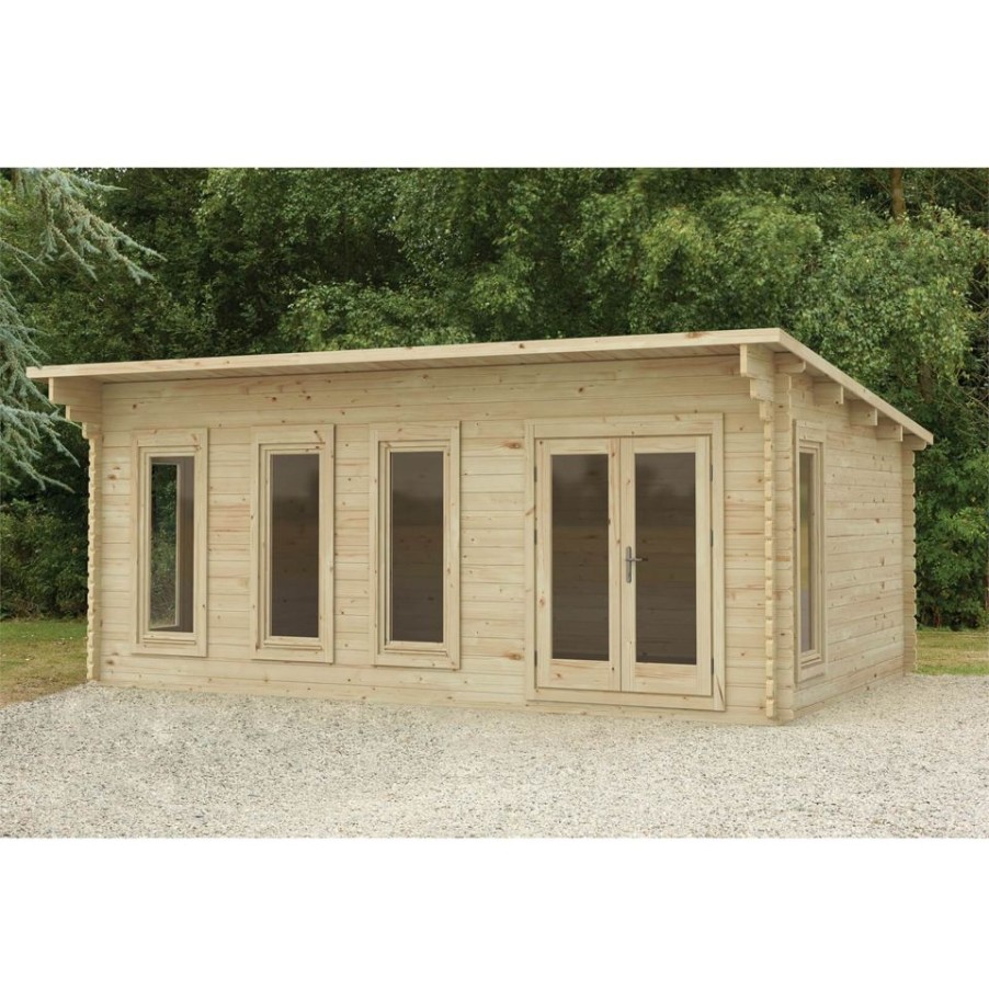 Homebase Garden Buildings | Forest Wolverley 6.0M X 4.0M Log Cabin Double Glazed 24Kg Polyester Felt, Plus Underlay - Installation Included