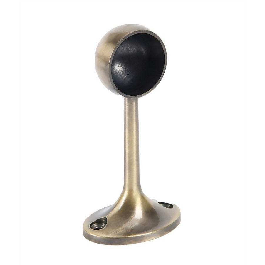 Homebase Curtain Poles & Tracks | Antique Brass End Bracket