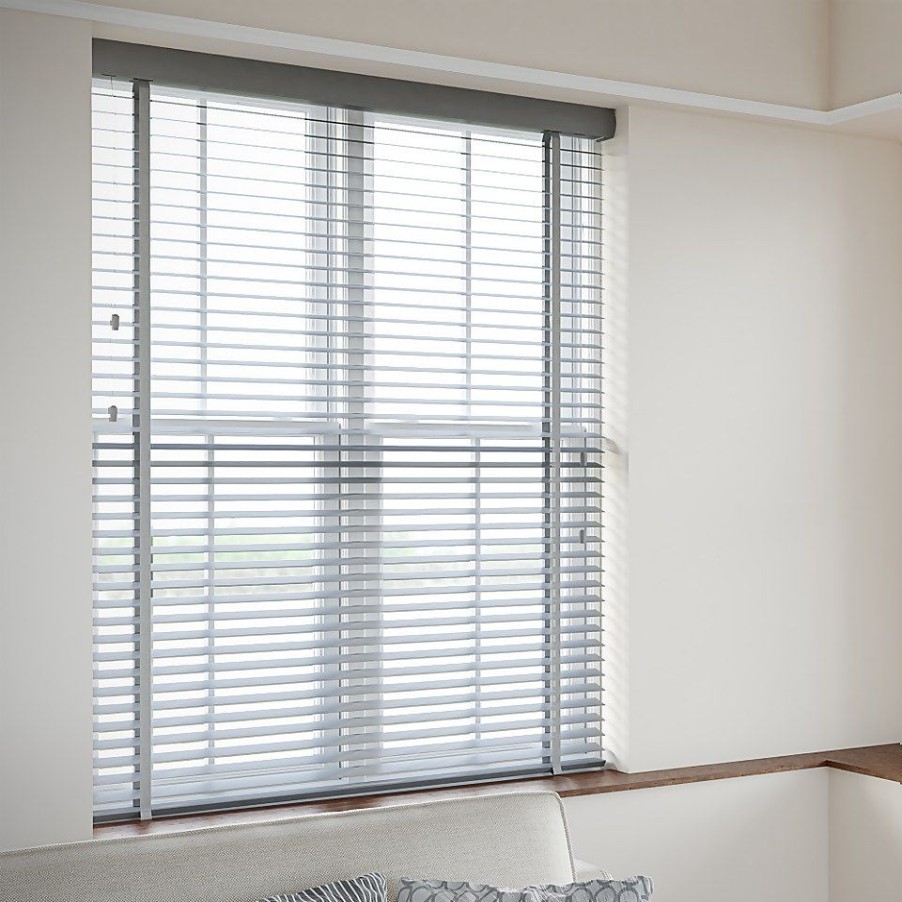 Homebase Storage & Home Deals | Grey 50Mm Faux Wood Venetian Blind - 60X160Cm