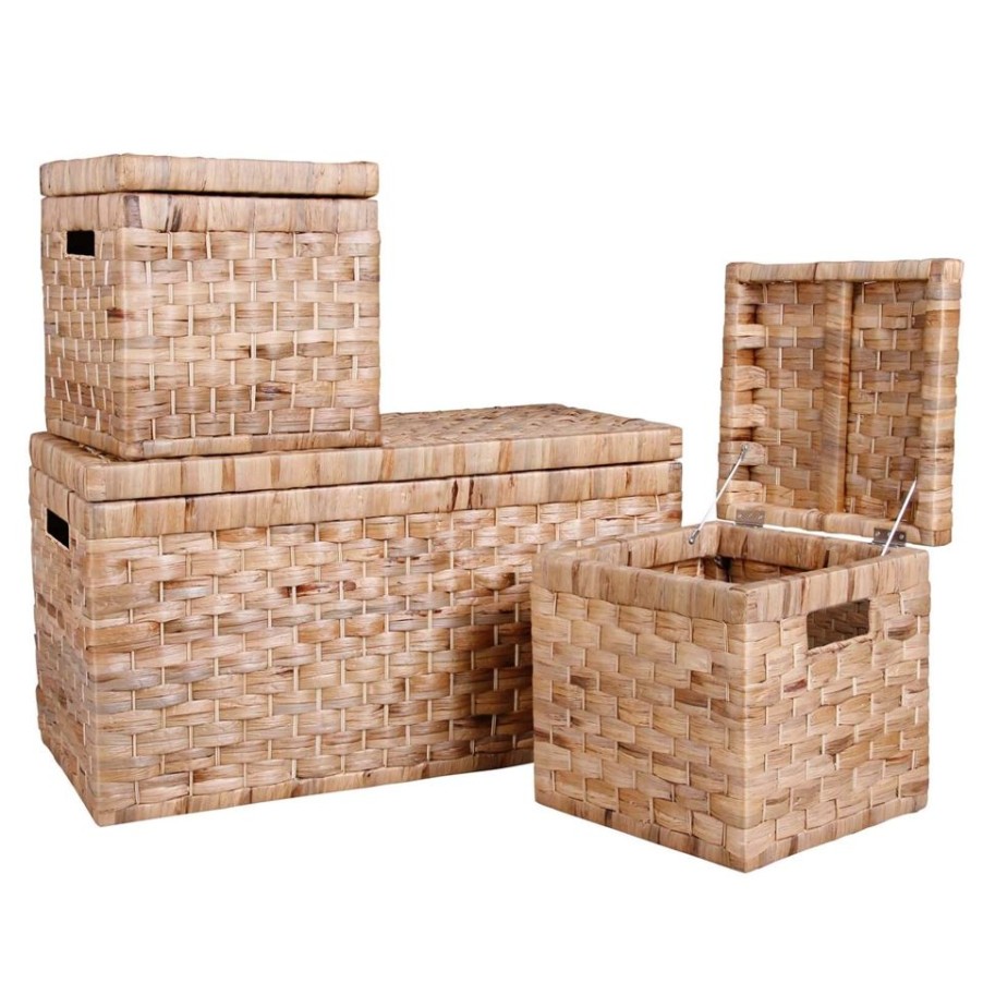 Homebase Storage Containers | Natural Storage Set - 1 Trunk & 2 Boxes