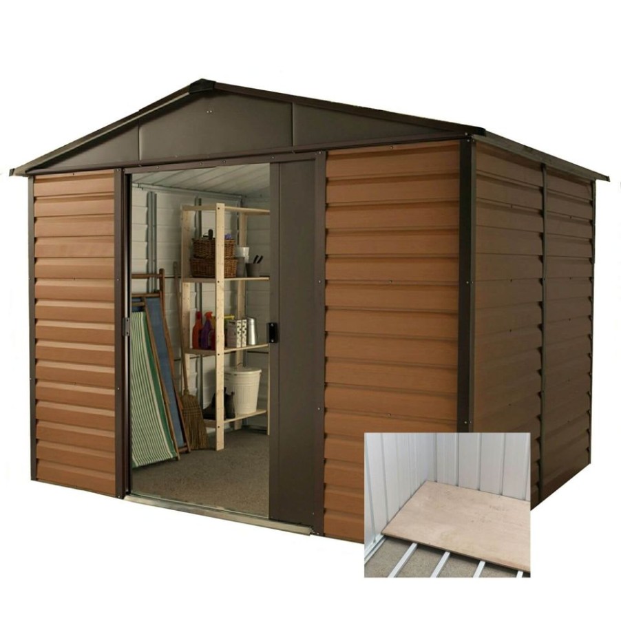 Homebase Garden Sheds | Yardmaster 10X12Ft Woodgrain Shed & Floor Frame