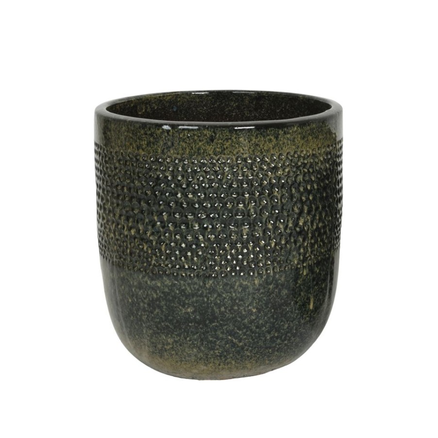 Homebase Plant Pots | Singer Blackfibre Clay Glazed Outdoor Planter - Large