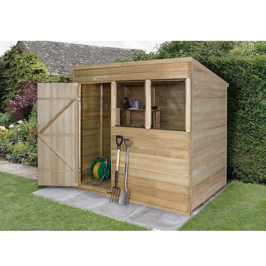 Homebase Garden Sheds | 7X5Ft Forest Wooden Overlap Pressure Treated Pent Shed -Incl. Installation