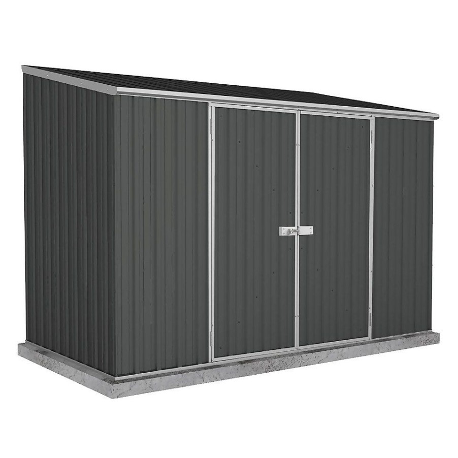 Homebase Garden Sheds | Absco 10 X 5Ft Space Saver Metal Pent Shed - Dark Grey