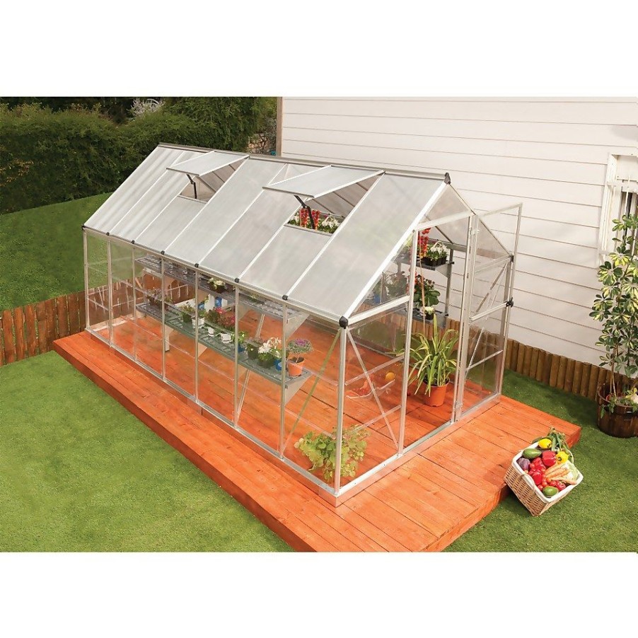 Homebase Greenhouses | Palram Canopia Hybrid 6 X 14Ft Silver Greenhouse