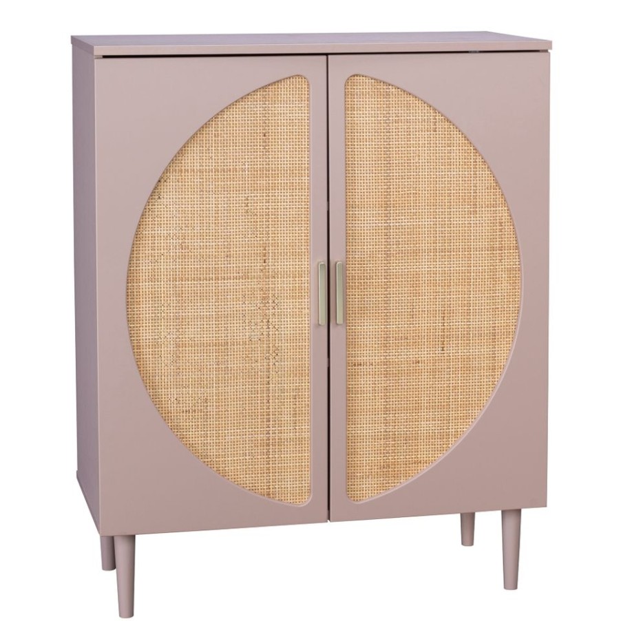 Homebase Living Room Furniture | Gracie Rattan Sideboard - Blush Pink