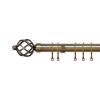 Homebase Curtain Poles & Tracks | Antique Brass Metal Curtain Pole With Cage Finial - 240Cm (Dia 28Mm)