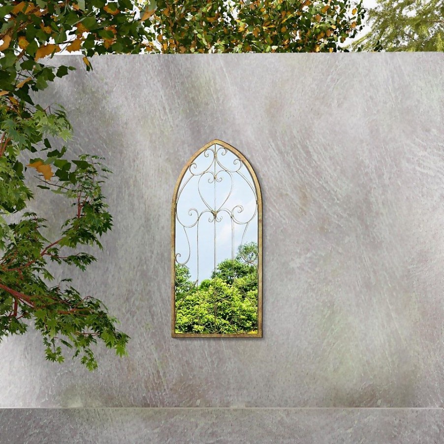 Homebase Mirrors | Mirroroutlet Metal Arched Decorative Window Garden Mirror - 100X50Cm