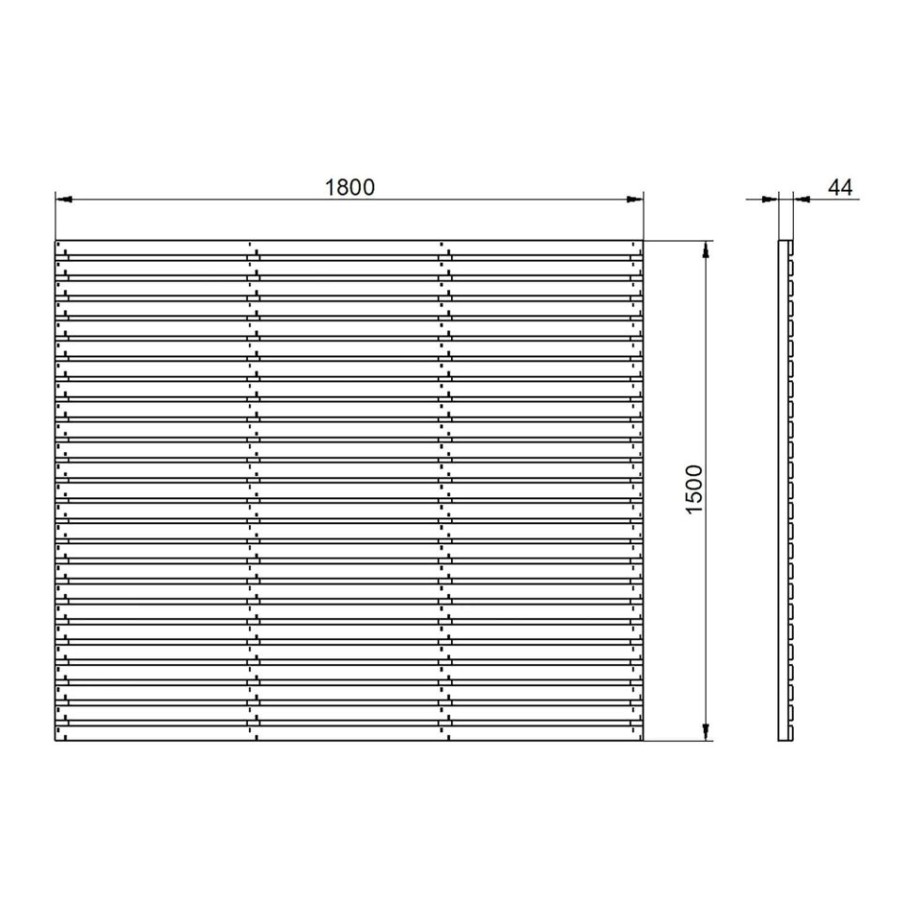 Homebase Garden Fencing | 6Ft X 5Ft (1.8M X 1.5M) Pressure Treated Contemporary Slatted Fence Panel - Pack Of 3