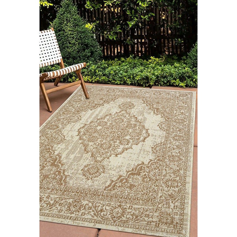 Homebase Rugs | Indoor Outdoor Medallion Rug - Natural - 120X170Cm