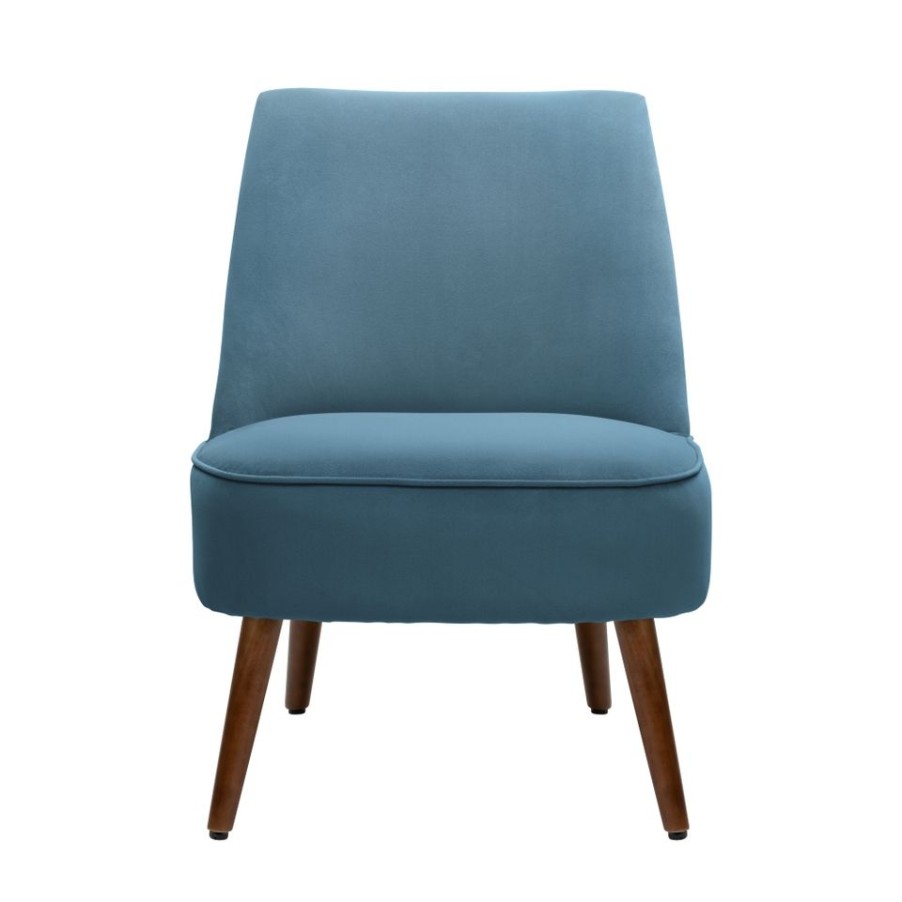 Homebase Chairs | Toby Velvet Accent Chair - Aegean Blue