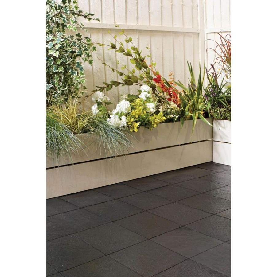 Homebase Paving Stones & Slabs | Stylish Stone Sawn Limestone 400 X 400Mm Charcoal - 1 Slab