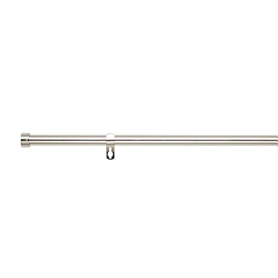 Homebase Curtain Poles & Tracks | Satin Steel Extendable Eyelet Curtain Pole With Stud Finial - 120-210Cm (Dia 16/19Mm)