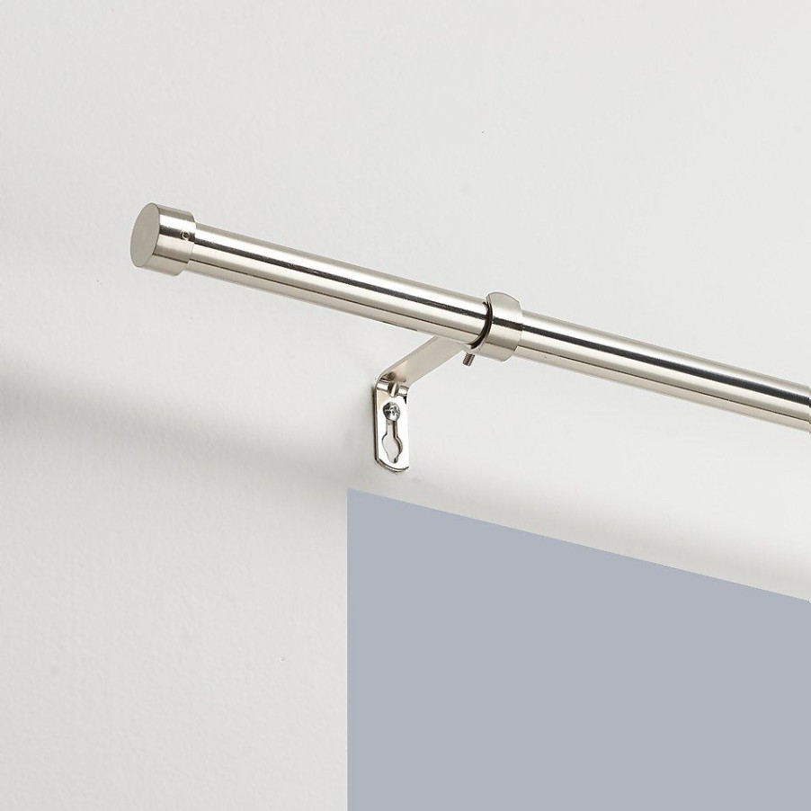 Homebase Curtain Poles & Tracks | Satin Steel Extendable Eyelet Curtain Pole With Stud Finial - 120-210Cm (Dia 16/19Mm)