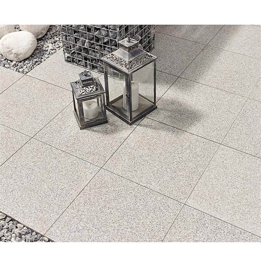 Homebase Paving Stones & Slabs | Stylish Stone Granite Paving 400 X 400Mm - Light Grey