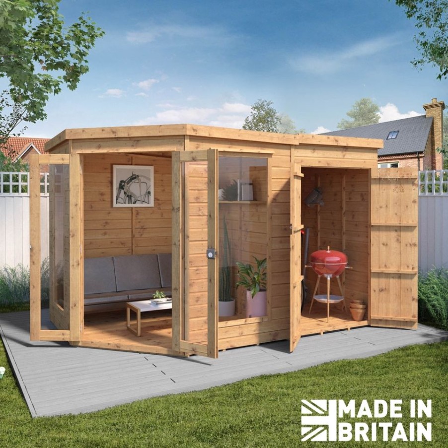 Homebase Garden Buildings | Mercia 11 X 7Ft Summerhouse With Side Shed - Installation Included