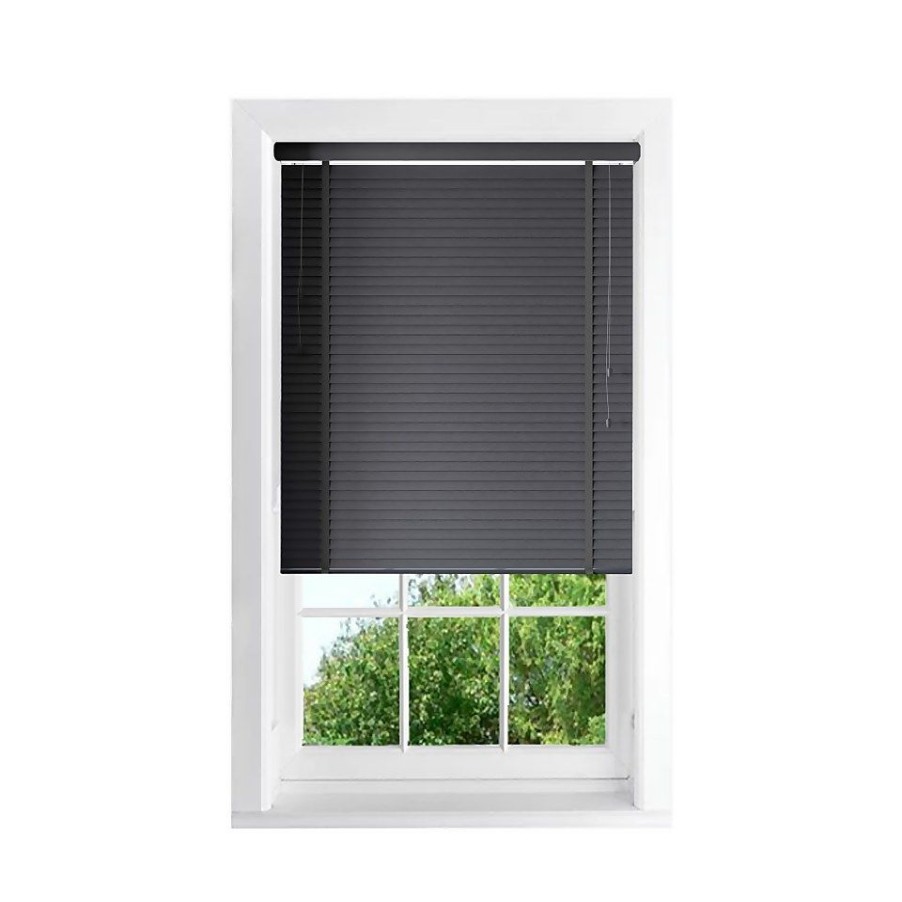 Homebase Storage & Home Deals | Charcoal 50Mm Faux Wood Venetian Blind - 60X160Cm