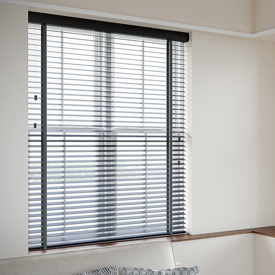 Homebase Storage & Home Deals | Charcoal 50Mm Faux Wood Venetian Blind - 60X160Cm