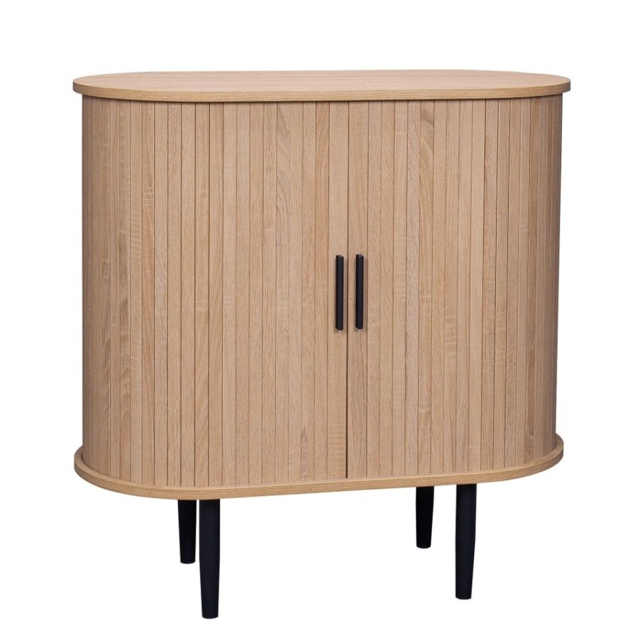 Homebase Living Room Furniture | Hannes Tambour Petite Sideboard - Oak Effect