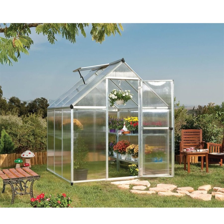 Homebase Greenhouses | Palram 6 X 6Ft Canopia Mythos Greenhouse- Silver