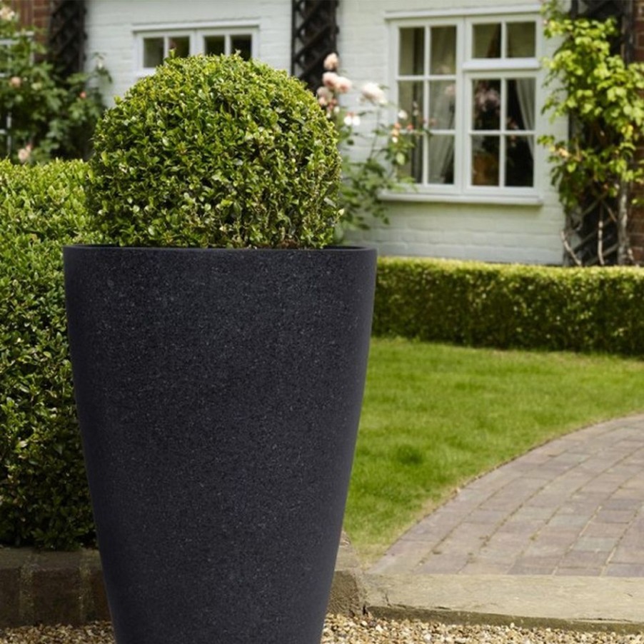 Homebase Plant Pots | Sierra Tall Plant Pot - Black - 31Cm