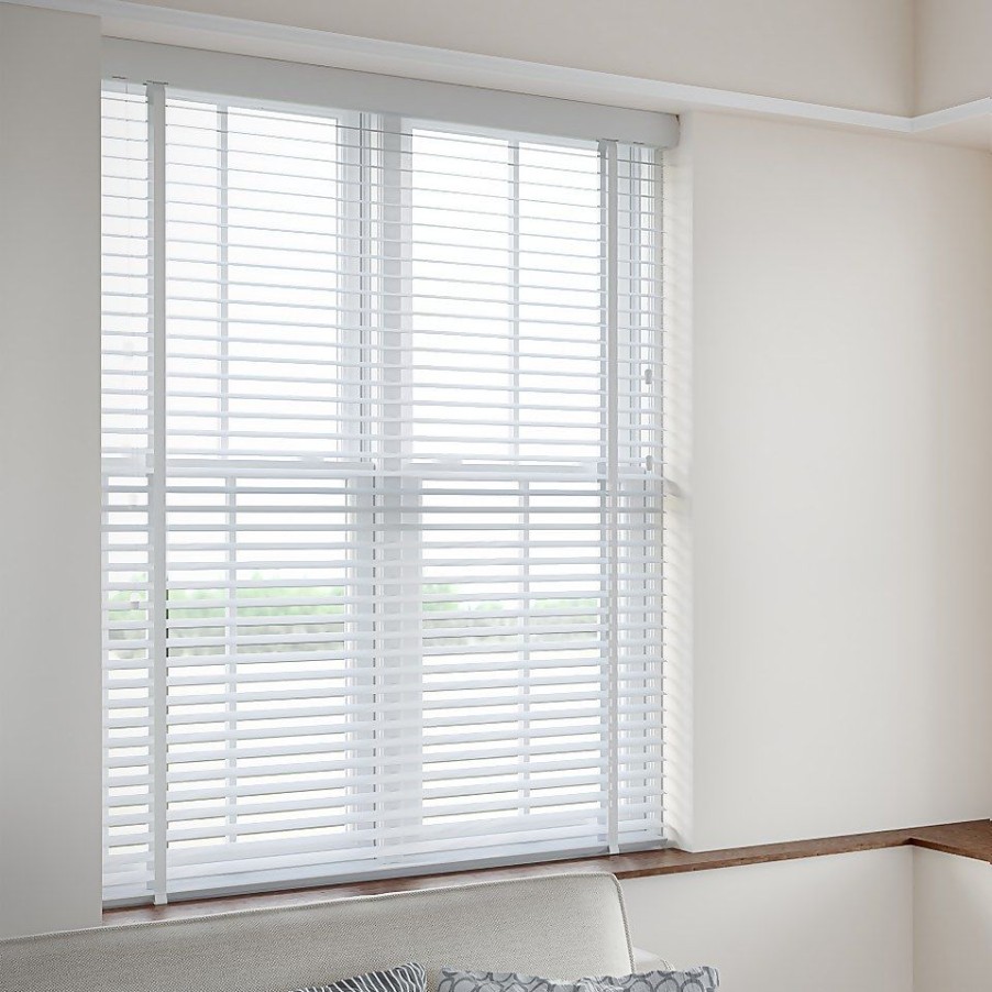 Homebase Blinds | White 50Mm Faux Wood Venetian Blind - 90X160Cm