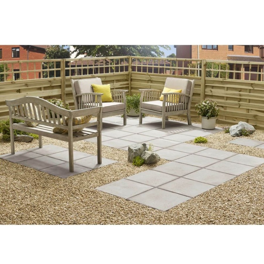 Homebase Paving Stones & Slabs | Stylish Stone Hereford Paving Smooth 450 X 450Mm Grey - Full Pack Of 60 Slabs