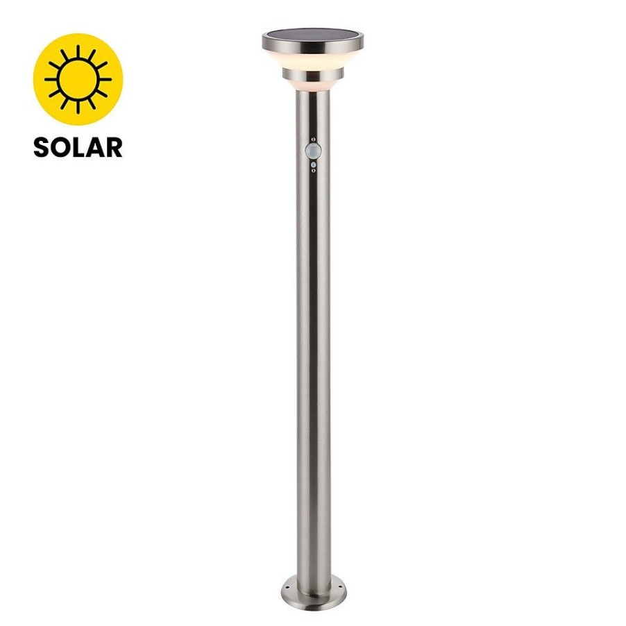 Homebase Solar Garden Lights | Halton 80Cm Photocell & Pir Solar Outdoor Floor Light - Stainless Steel