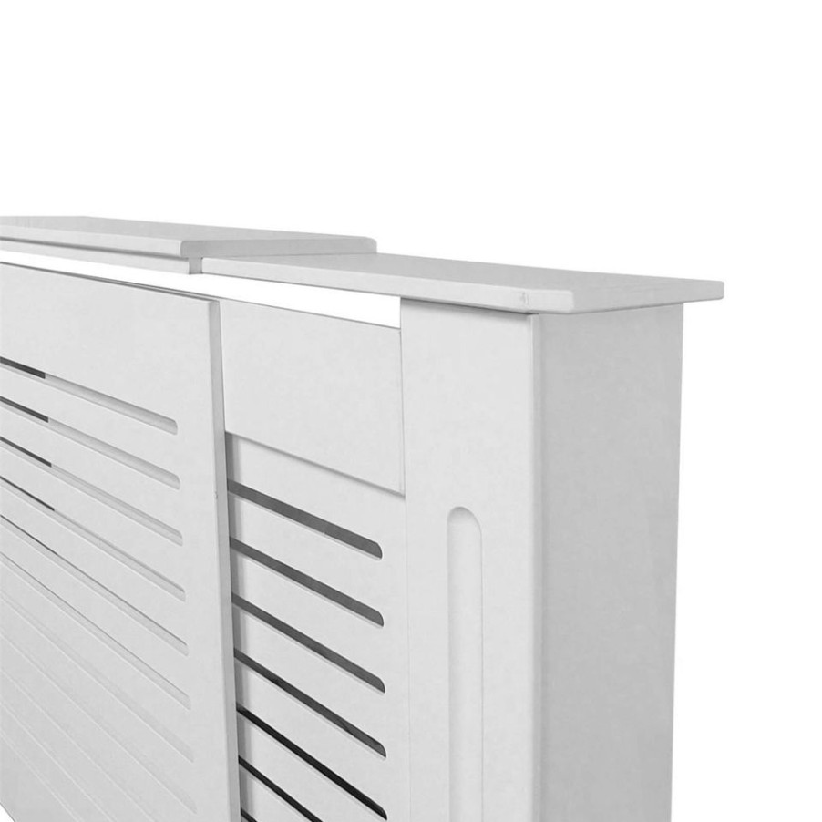 Homebase Hallway Furniture | Radiator Cover With Horizontal Slatted Design In White - Adjustable