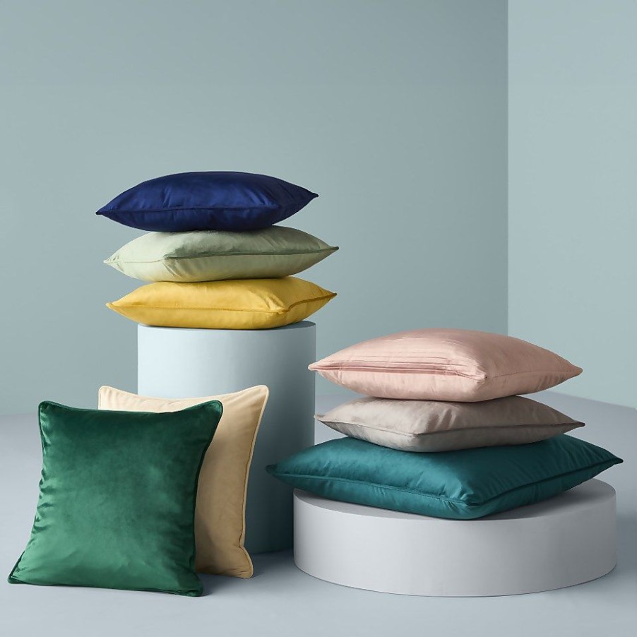 Homebase Cushions | Plain Velvet Cushion - Ochre - 43X43Cm