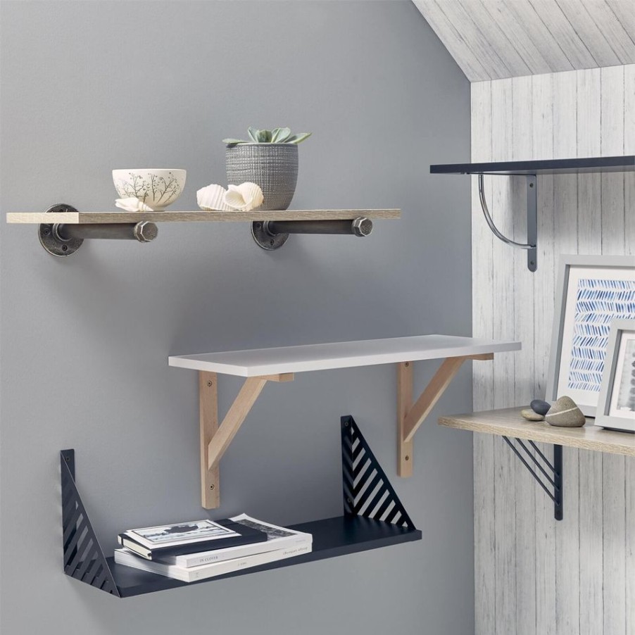 Homebase Shelving Brackets | Lines Bracket - Black - 200X200Mm