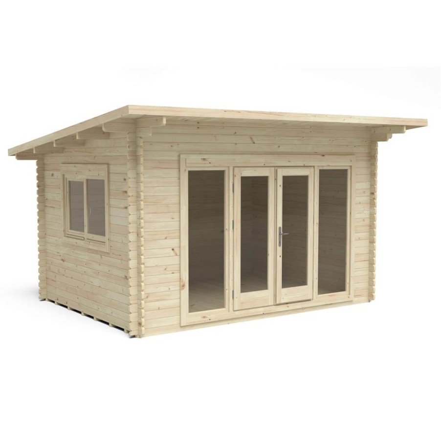 Homebase Garden Buildings | Forest Melbury 4.0M X 3.0M Log Cabin Double Glazed 34Kg Polyester Felt, Plus Underlay