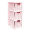 Homebase Storage Containers | Small 3 Drawer Storage Tower - Rattan Effect - Pink