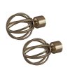 Homebase Curtain Poles & Tracks | Rothley Baroque 25Mm Cage Orb Curtain Pole Finials (Pair) - Antique Brass