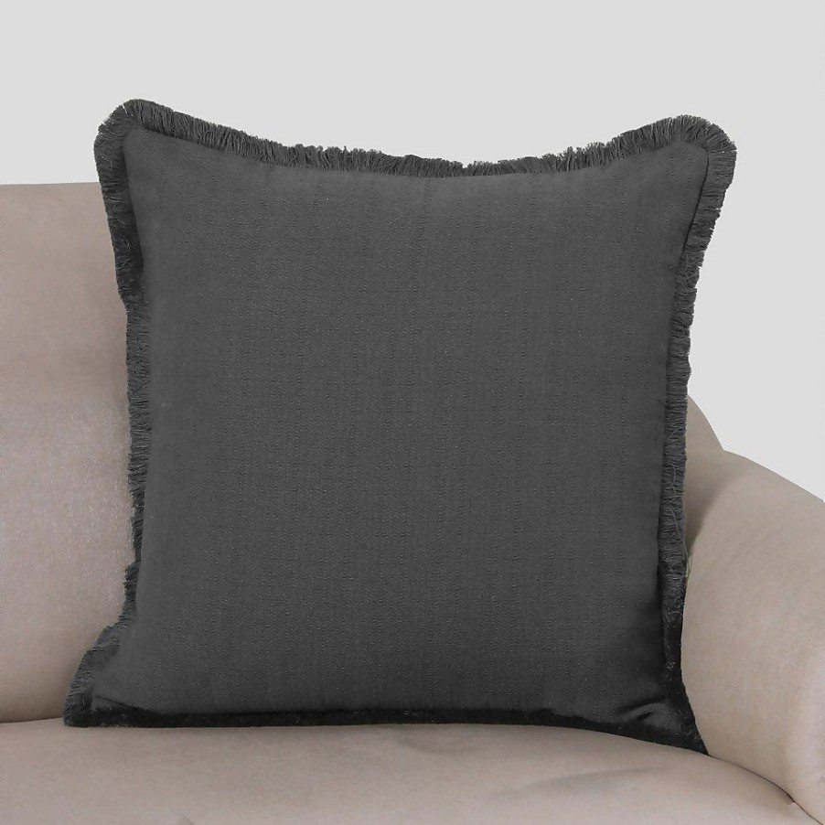 Homebase Cushions | Woven Stonewashed Cushion - Charcoal