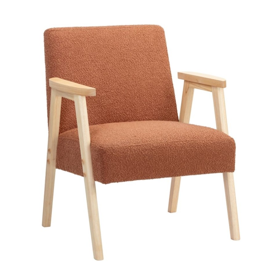 Homebase Chairs | Alex Mid Century Boucle Armchair - Terracotta